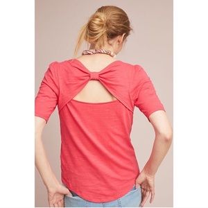 NWOT Anthropologie Meadow Rue Bow Back Pink Top